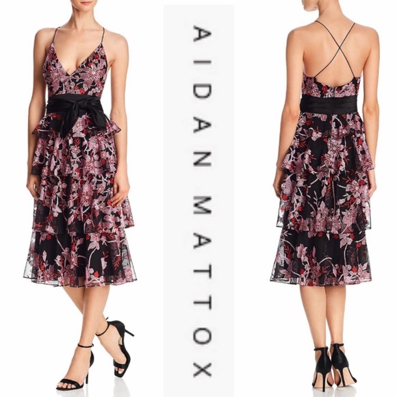 Aidan Mattox Dresses & Skirts - Aidan Mattox halter tiered midi dress